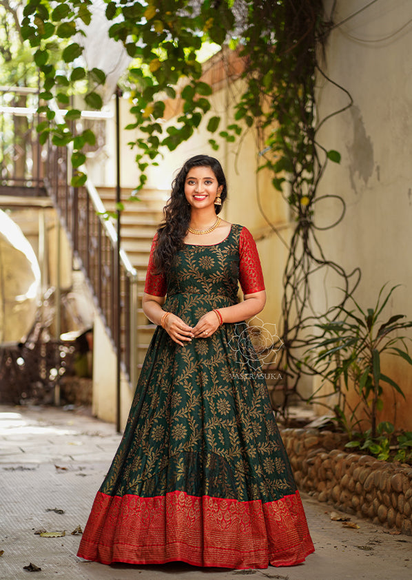Bottle Green Color Gown | Indian Online Ethnic Wear Website For Women